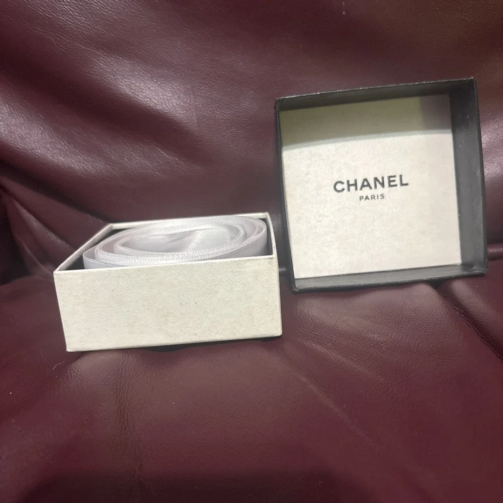 Chanel Authentic EMPTY‎ Small Black Storage Gift Box with and White Ribbon